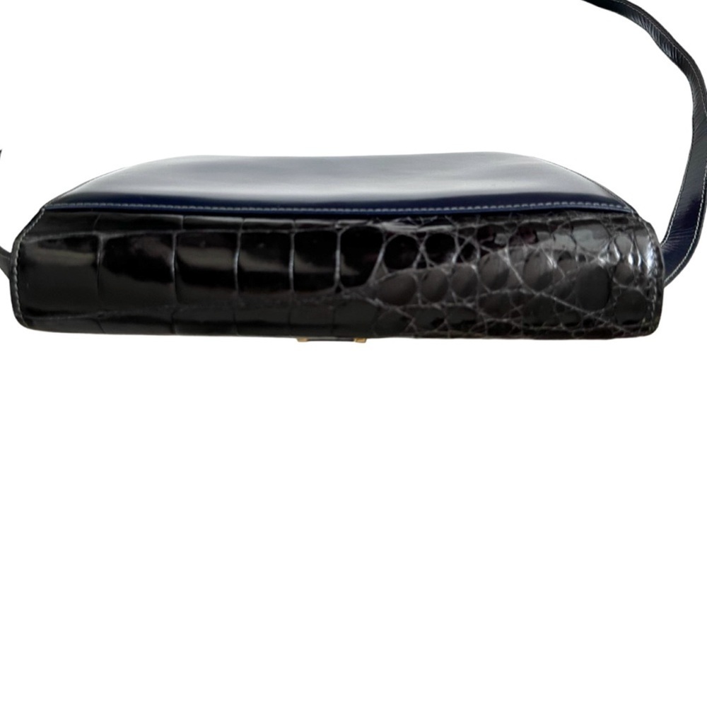 RARE 70s Gucci Vintage Blue Leather & Crocodile Crossbody Bag Amazing Condition - Picture 7 of 16